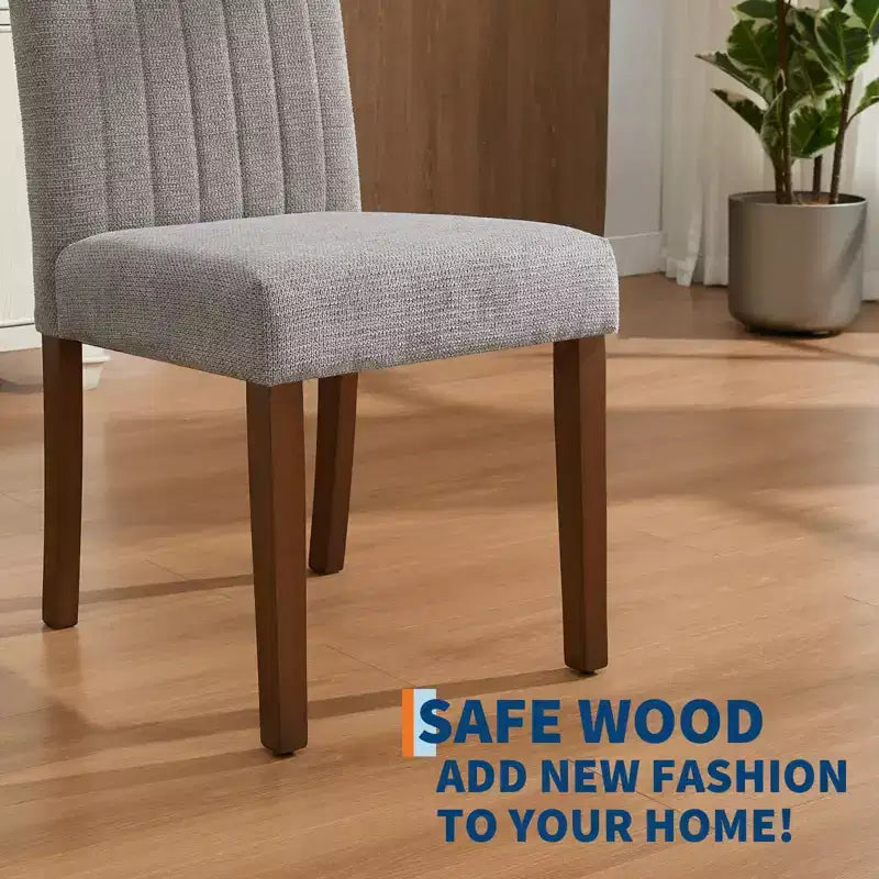 Upholstered Dining Chairs Set of 2, Linen Kitchen Chair with High Backrest & Wide Seat, Comfy Armless Side Chair, Accent Parson Chairs