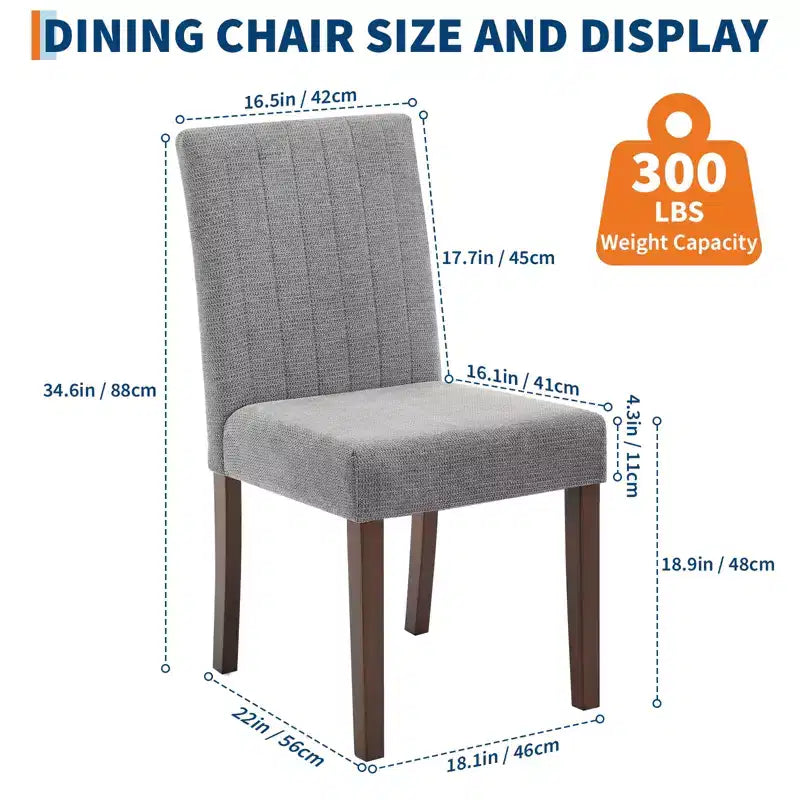 Upholstered Dining Chairs Set of 2, Linen Kitchen Chair with High Backrest & Wide Seat, Comfy Armless Side Chair, Accent Parson Chairs