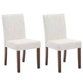 Upholstered Dining Chairs Set of 2, Linen Kitchen Chair with High Backrest & Wide Seat, Comfy Armless Side Chair, Accent Parson Chairs