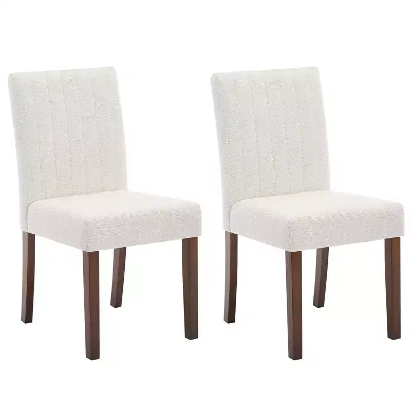 Upholstered Dining Chairs Set of 2, Linen Kitchen Chair with High Backrest & Wide Seat, Comfy Armless Side Chair, Accent Parson Chairs