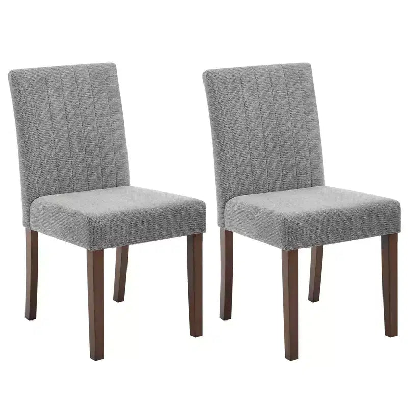 Upholstered Dining Chairs Set of 2, Linen Kitchen Chair with High Backrest & Wide Seat, Comfy Armless Side Chair, Accent Parson Chairs