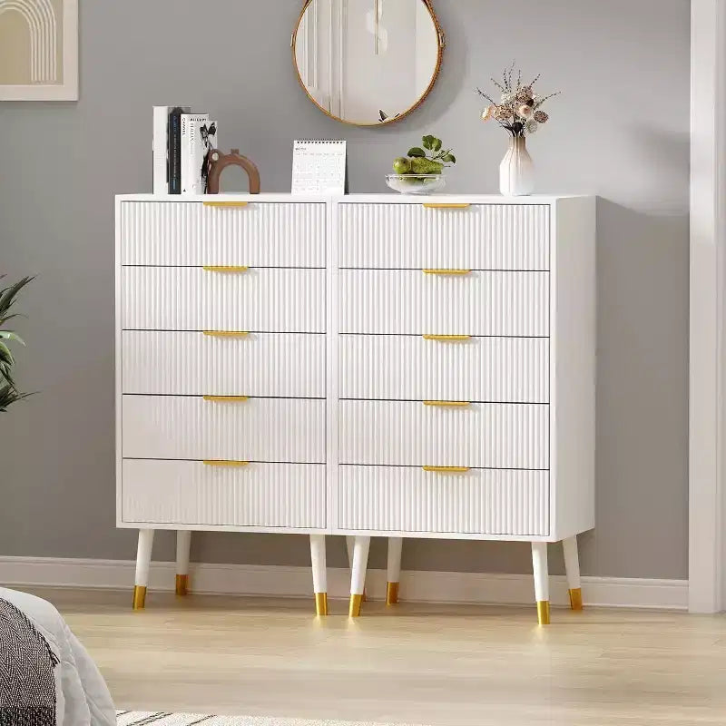Acekool 5 Drawer Dresser for Bedroom, Modern Chest of Drawers, Wood Storage Cabinet Organizer Nightstand for Closet Living Room, Black