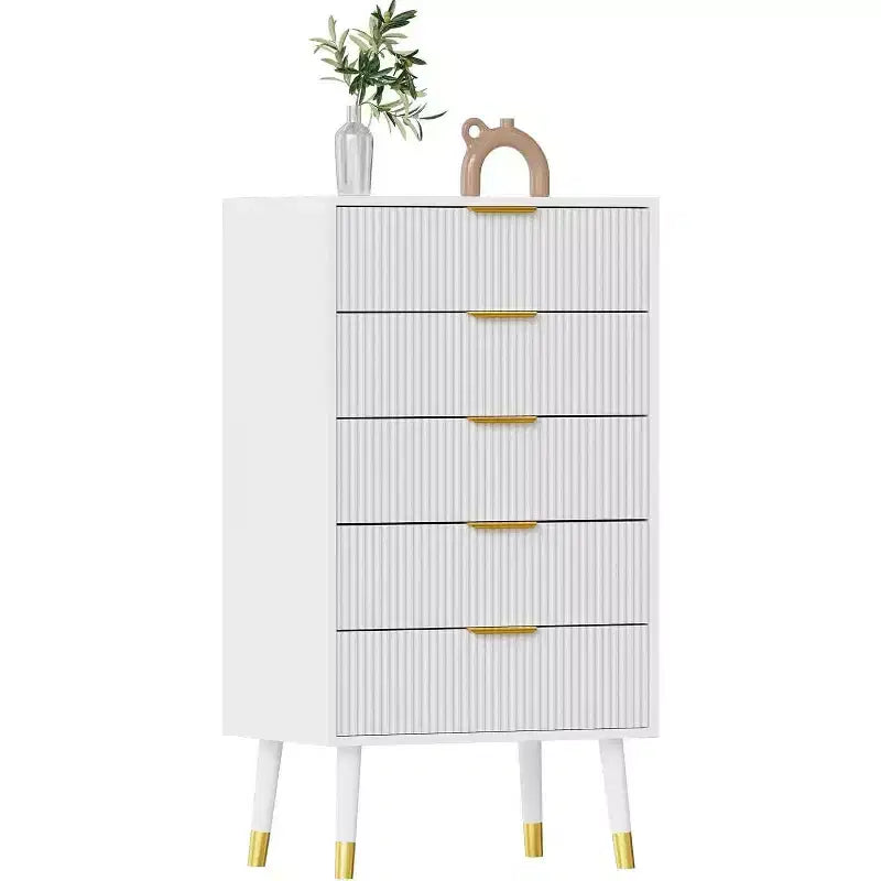 Acekool 5 Drawer Dresser for Bedroom, Modern Chest of Drawers, Wood Storage Cabinet Organizer Nightstand for Closet Living Room, Black