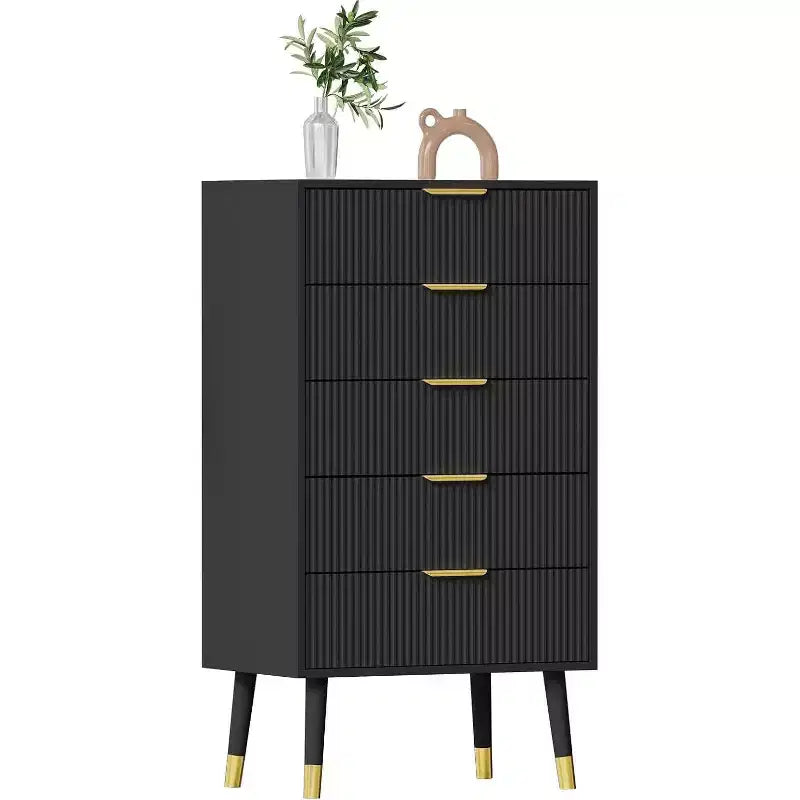Acekool 5 Drawer Dresser for Bedroom, Modern Chest of Drawers, Wood Storage Cabinet Organizer Nightstand for Closet Living Room, Black