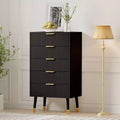 Acekool 5 Drawer Dresser for Bedroom, Modern Chest of Drawers, Wood Storage Cabinet Organizer Nightstand for Closet Living Room, Black