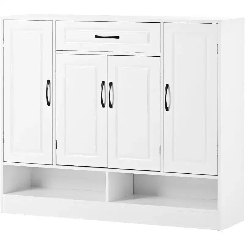 Acekool Shoe Storage Cabinet with Adjustable Shelves, Entryway Organizer with Drawer & Doors, Modern Shoe Rack for Hallway, Bedroom, White