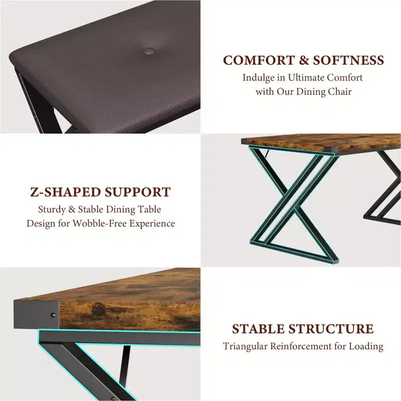 Tabouret de salle à manger en MDF, panneaux de particules et fer en Z – Durable, élégant, peu encombrant, confortable, facile à nettoyer