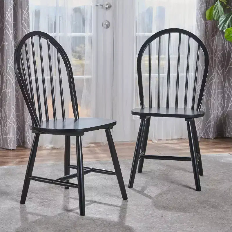 GDFStudio Rivera Farmhouse Wood Spindle Back Dining Chairs (Set of 2)