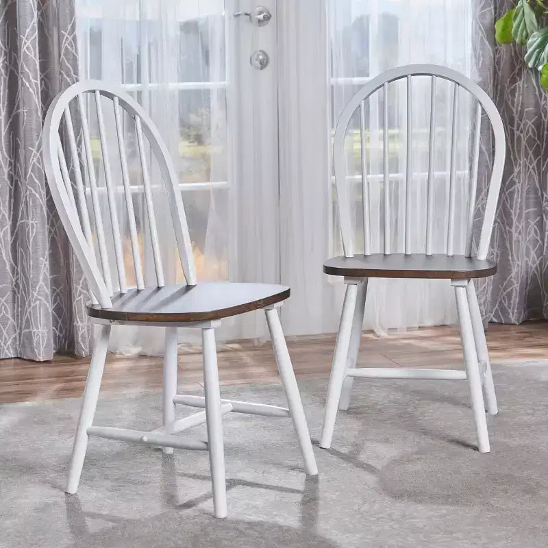 GDFStudio Rivera Farmhouse Wood Spindle Back Dining Chairs (Set of 2)