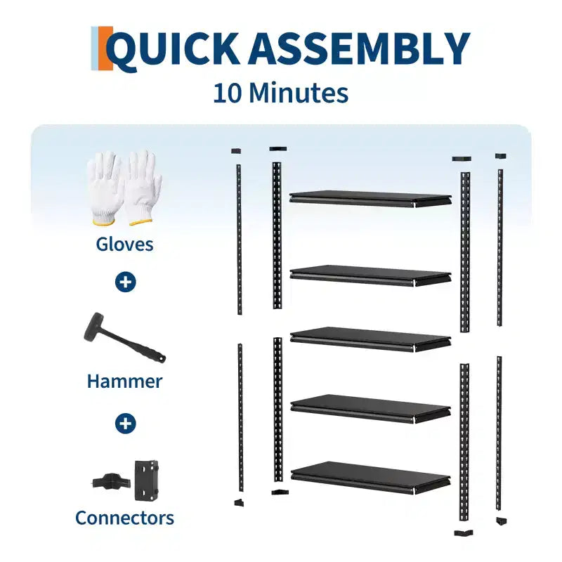 COZONY Commercial Steel Shelving Unit, Heavy Duty 5-Tier Rack w/770LB Capacity, Adjustable for Garage/Pantry, Black