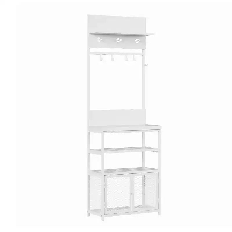 Entryway Coat Rack, 4-In-1 Hall Tree with Shoe Storage 4 Hooks, Metal Shoe and Coat Rack with Console Table, Entryway Organizer for Living Room