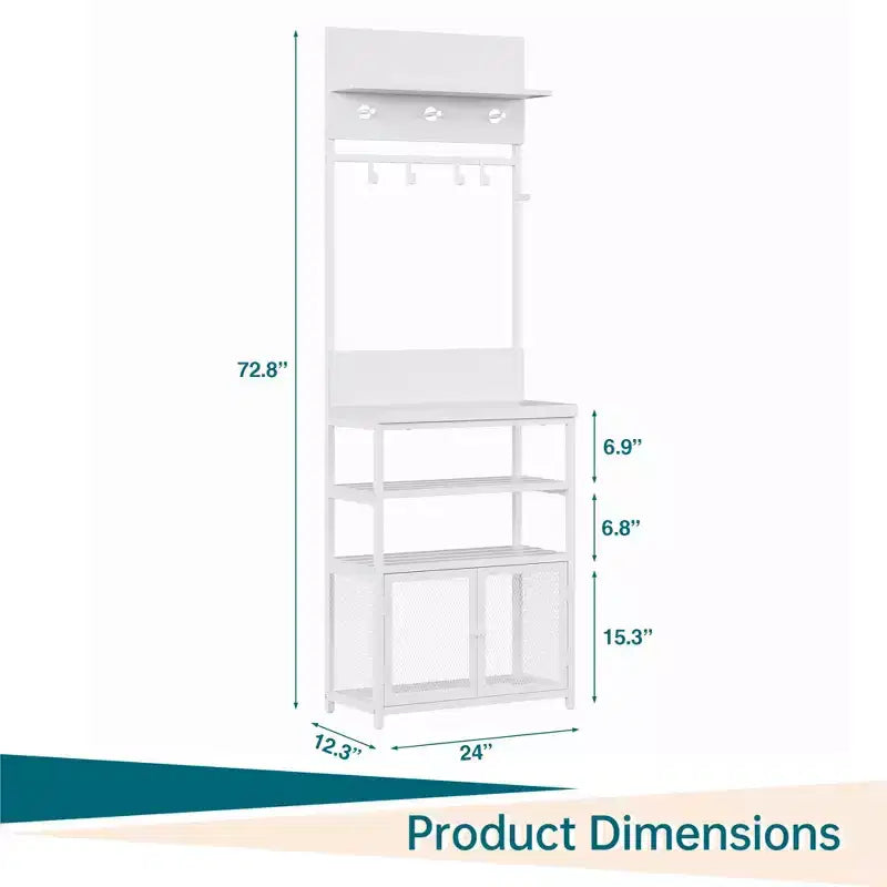 Entryway Coat Rack, 4-In-1 Hall Tree with Shoe Storage 4 Hooks, Metal Shoe and Coat Rack with Console Table, Entryway Organizer for Living Room