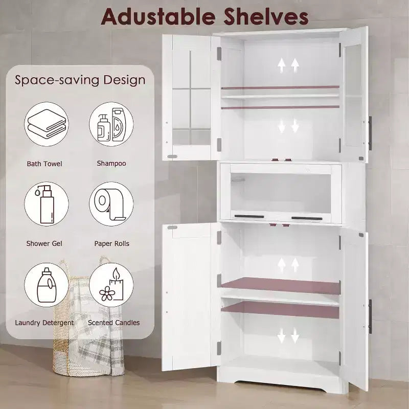 1 PB Classic 67 Inch Tall Storage Cabinet with Spacious Storage, Durable Build, Elegant Design, Easy Assembly, and Versatile Use