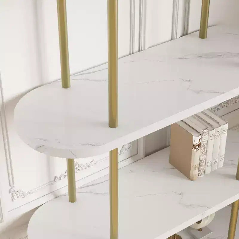 Bookshelf for Living Room - 71 Arched 6-Tier Bookcase with Metal Frame, Freestanding Storage Shelf for Bedroom, Office