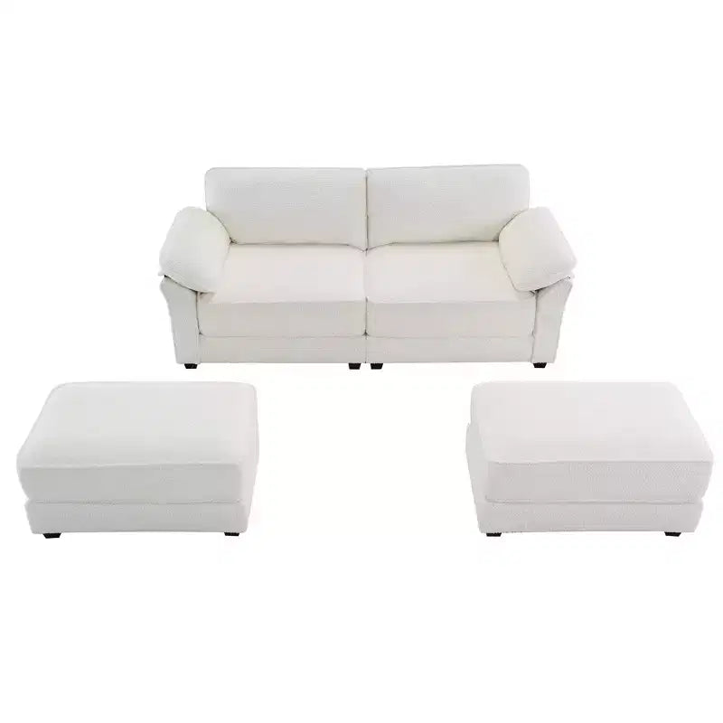 Dovelina White Modular Convertible Sectional Sofa Bed Set, 4 Seat Upholstered Sleeper, Deep-Seat Loveseat