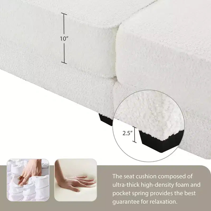 Dovelina White Modular Convertible Sectional Sofa Bed Set, 4 Seat Upholstered Sleeper, Deep-Seat Loveseat