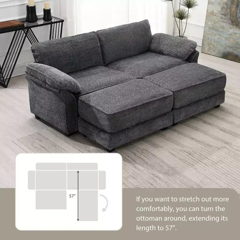 Dovelina White Modular Convertible Sectional Sofa Bed Set, 4 Seat Upholstered Sleeper, Deep-Seat Loveseat