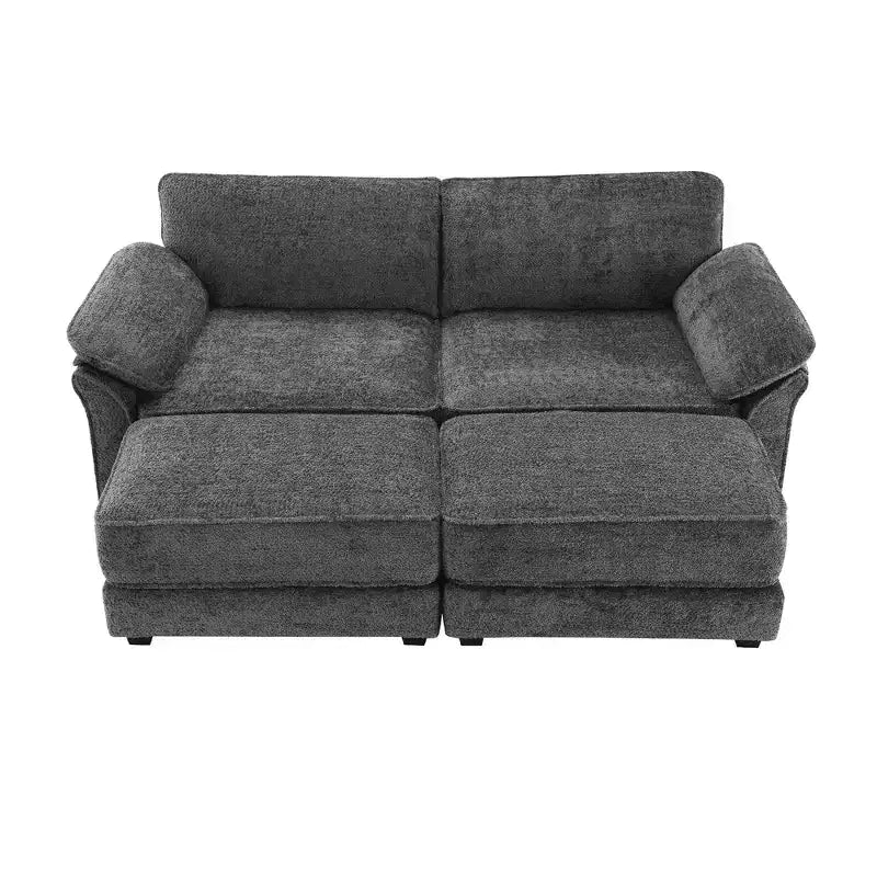 Dovelina White Modular Convertible Sectional Sofa Bed Set, 4 Seat Upholstered Sleeper, Deep-Seat Loveseat
