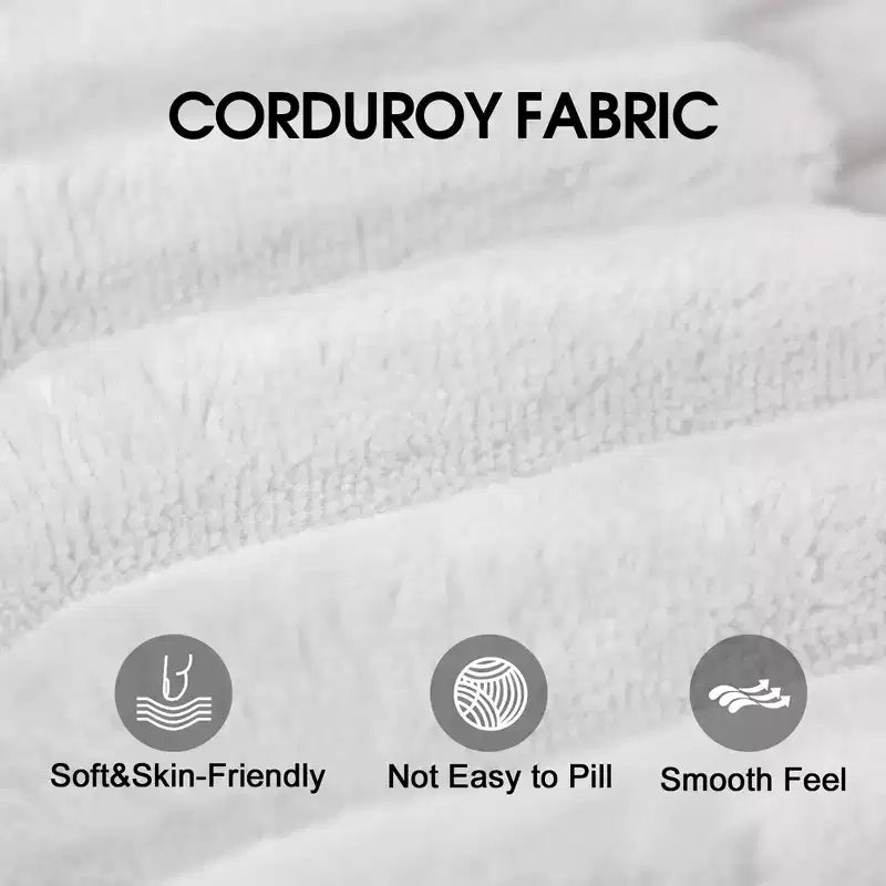 118.2 White Corduroy Fabric DIY Combination Cloud Sofa Deep Seat Couches Double-layer design Removable Cushion No Assembly
