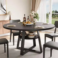 Round Dining Table for 4-6, 47 Kitchen Table with Storage Shelf, Wooden Dinner Table with Metal Base for Home Living Room, No Chairs