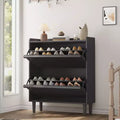 Shoe Cabinet with 2 Flip Drawers, Wooden Shoe Organizer Cabinet