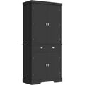 Kitchen Pantry Cabinet, Farmhouse Storage Cabinet with Drawer, Door Shelves & Adjustable Shelves, Freestanding Wooden Cupboard Buffet