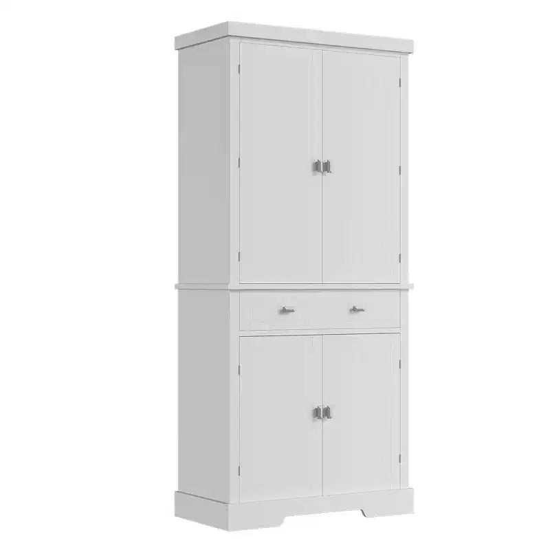 Kitchen Pantry Cabinet, Farmhouse Storage Cabinet with Drawer, Door Shelves & Adjustable Shelves, Freestanding Wooden Cupboard Buffet