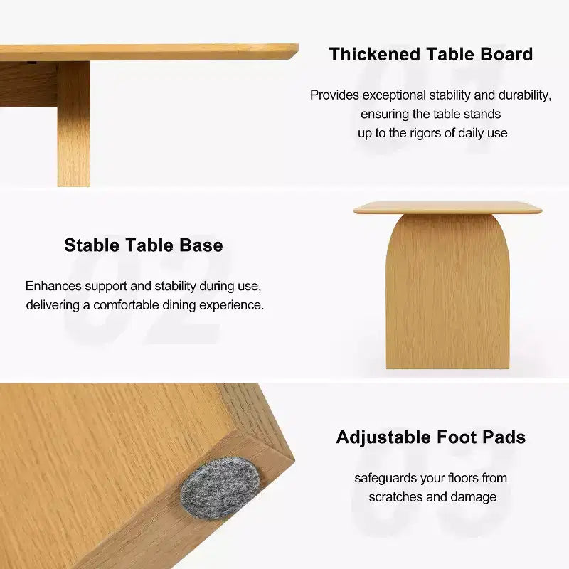 PexFix 67 x 33.5 Farmhouse Dining Table Solid Wood Kitchen Table with Arched Legs Square Natural Wood Top for Dining Room & Kitchen