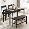 Dining Table and Chairs Set of 4, Kitchen Table and 2 Chairs for 4 with Bench, Metal Frame Dining Room Furniture Set