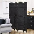 MAYEERTY 4 Panel Folding Privacy Folding Screen 5.6' Tall Freestanding Partiton for Home Office Black