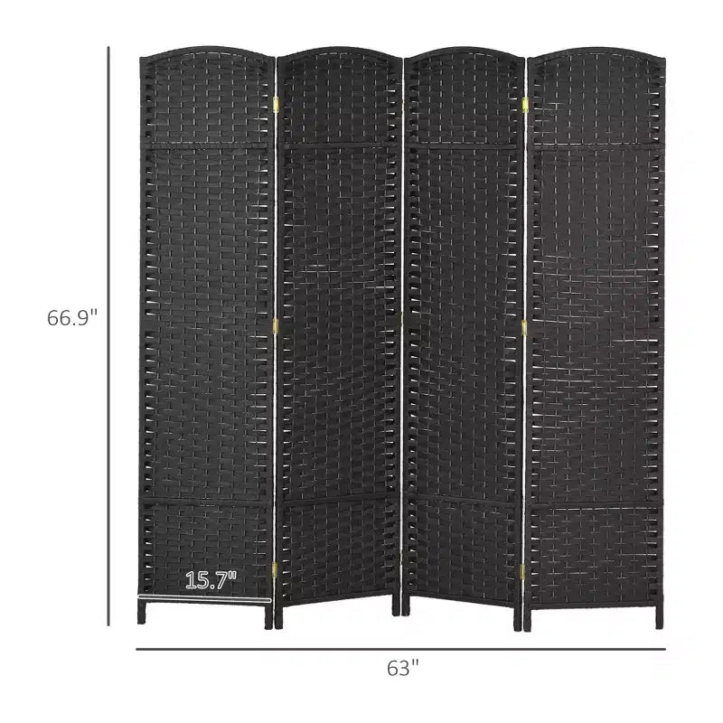 MAYEERTY 4 Panel Folding Privacy Folding Screen 5.6' Tall Freestanding Partiton for Home Office Black