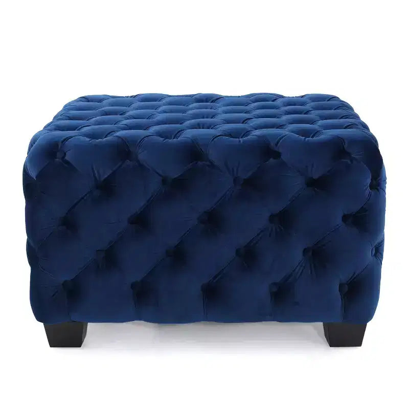 GDFStudio Anikki Ottoman carré rembourré en velours capitonné style moderne glamour
