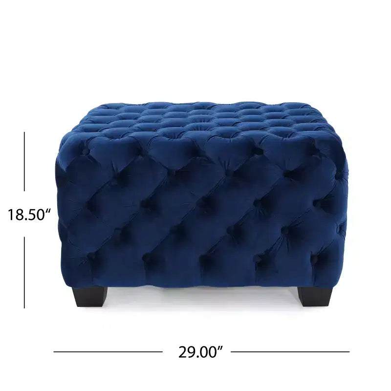 GDFStudio Anikki Ottoman carré rembourré en velours capitonné style moderne glamour