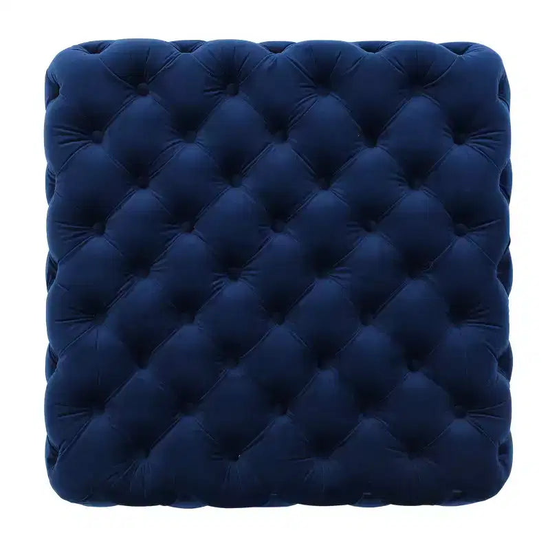 GDFStudio Anikki Ottoman carré rembourré en velours capitonné style moderne glamour