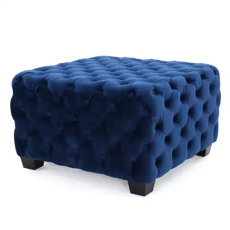 GDFStudio Anikki Ottoman carré rembourré en velours capitonné style moderne glamour