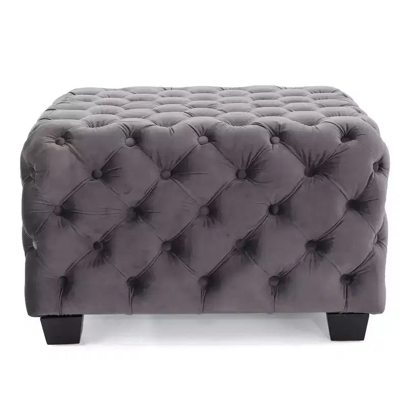 GDFStudio Anikki Ottoman carré rembourré en velours capitonné style moderne glamour