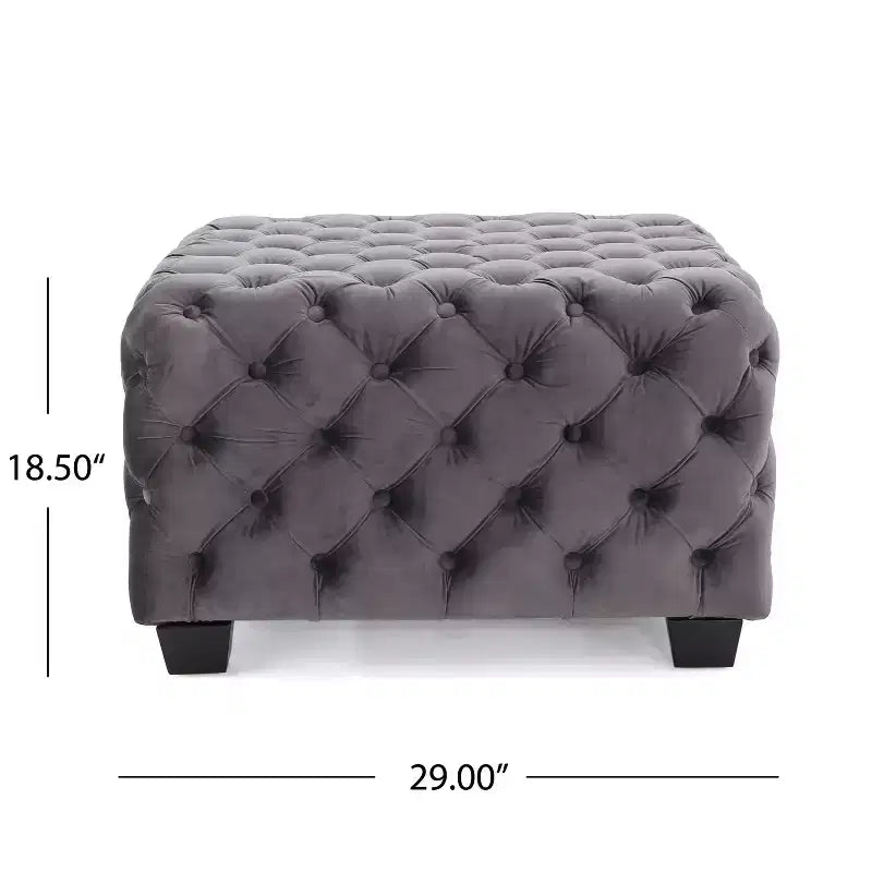 GDFStudio Anikki Ottoman carré rembourré en velours capitonné style moderne glamour