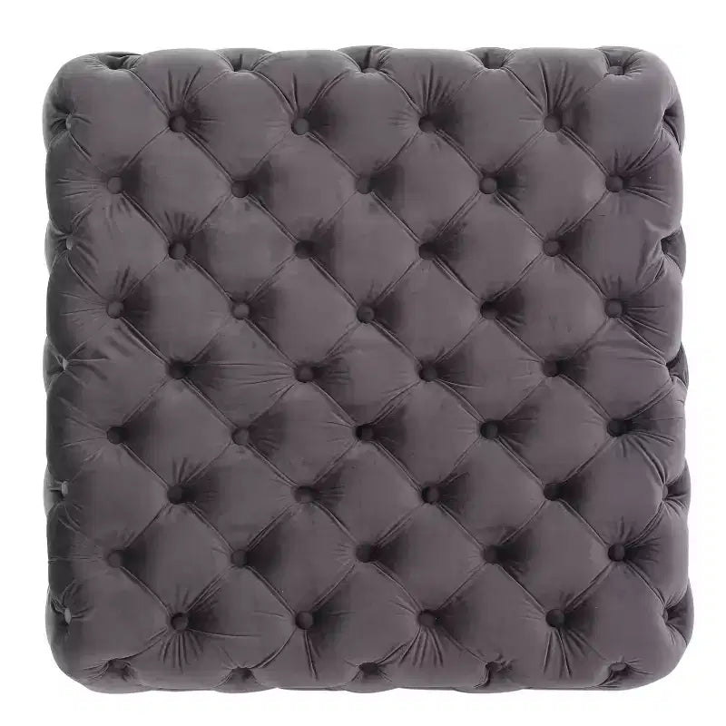 GDFStudio Anikki Ottoman carré rembourré en velours capitonné style moderne glamour