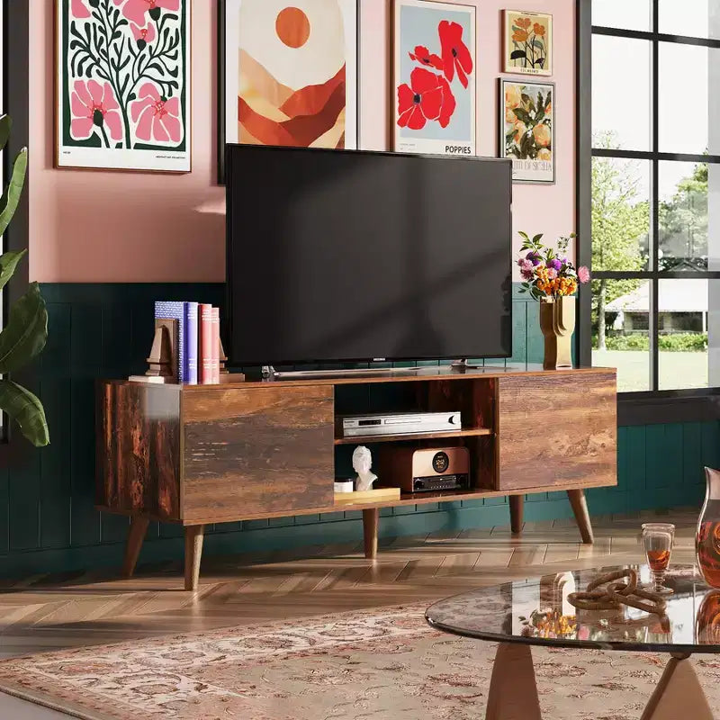GALAXHERO TV Stand for 55-60 inch TVEntertainment Center with Storage Cabinets, TV Console for Living Room