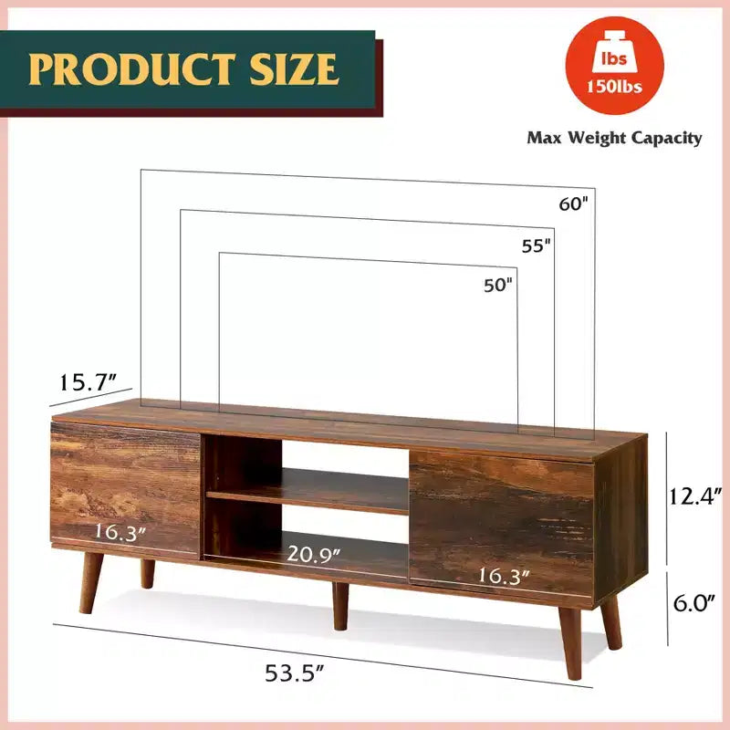 GALAXHERO TV Stand for 55-60 inch TVEntertainment Center with Storage Cabinets, TV Console for Living Room