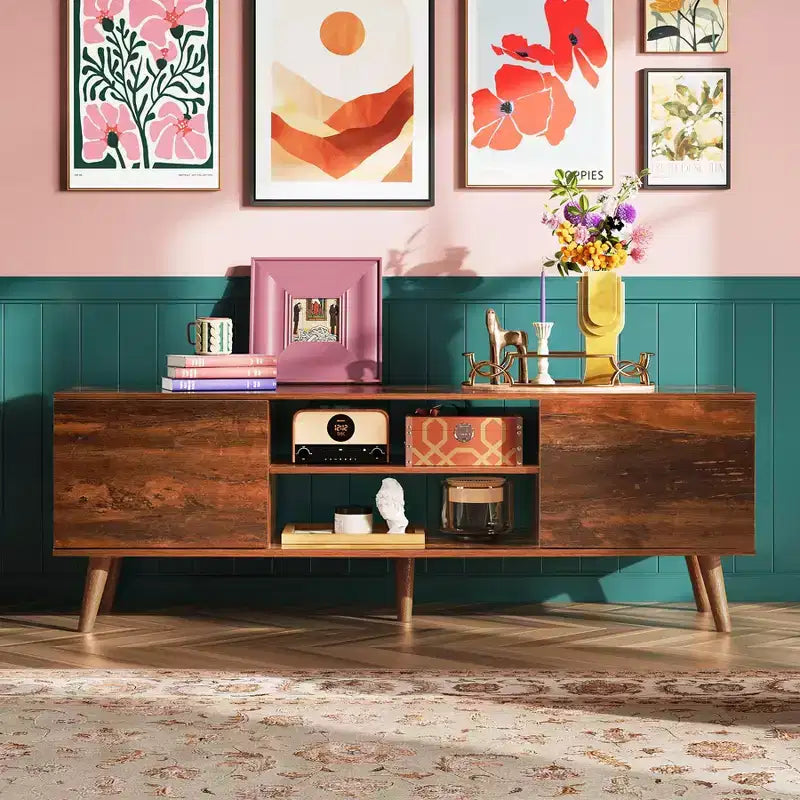 GALAXHERO TV Stand for 55-60 inch TVEntertainment Center with Storage Cabinets, TV Console for Living Room