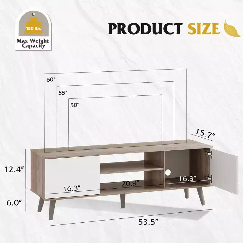 GALAXHERO TV Stand for 55-60 inch TVEntertainment Center with Storage Cabinets, TV Console for Living Room