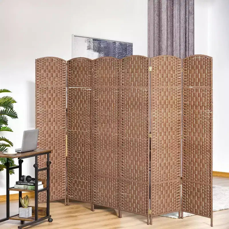 MAYEERTY 6 panel Room Divider Privacy Screen Natural for Home Office