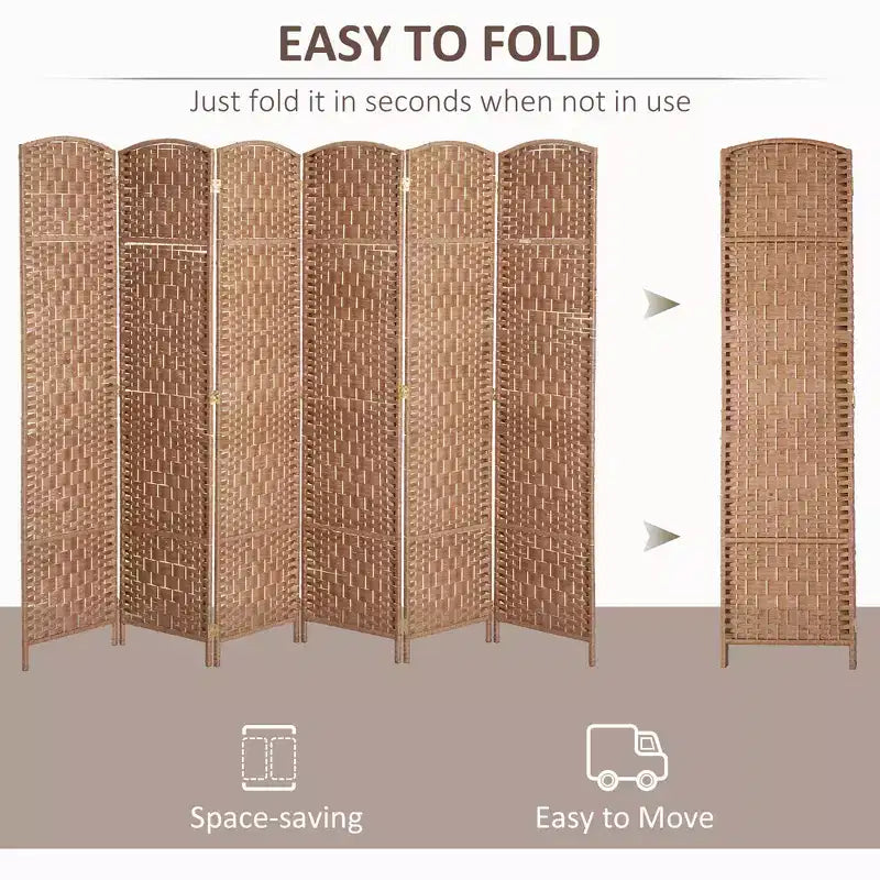 MAYEERTY Paravent 6 Panneaux Naturel pour la Maison ou le Bureau