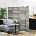 MAYEERTY 6 Panel Room Divider Folding Privacy Screen Hand Woven Freestanding Wall Partition for Home Office Mixed Gray