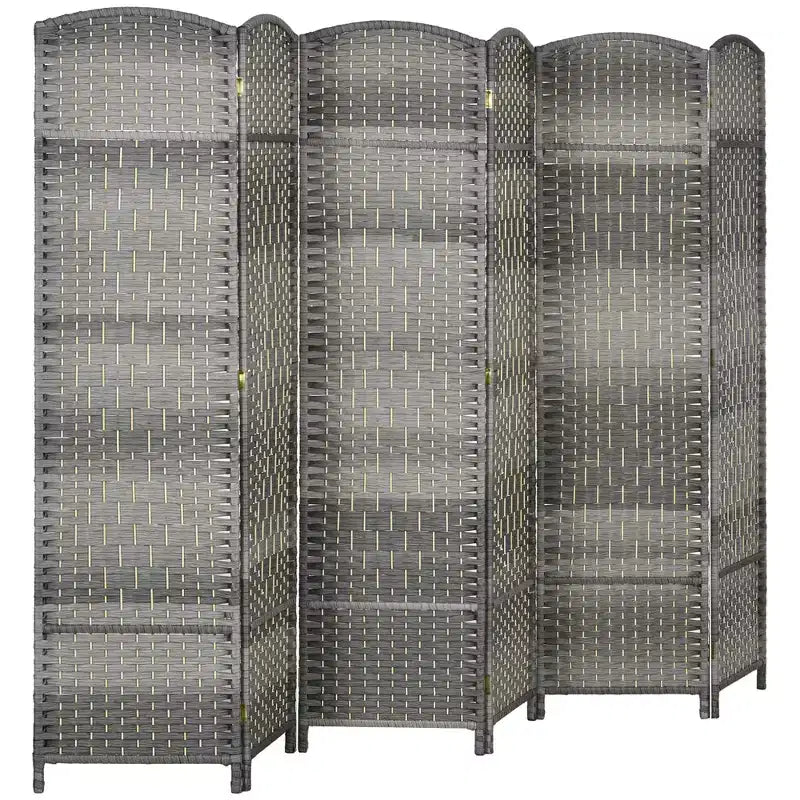 MAYEERTY 6 Panel Room Divider Folding Privacy Screen Hand Woven Freestanding Wall Partition for Home Office Mixed Gray