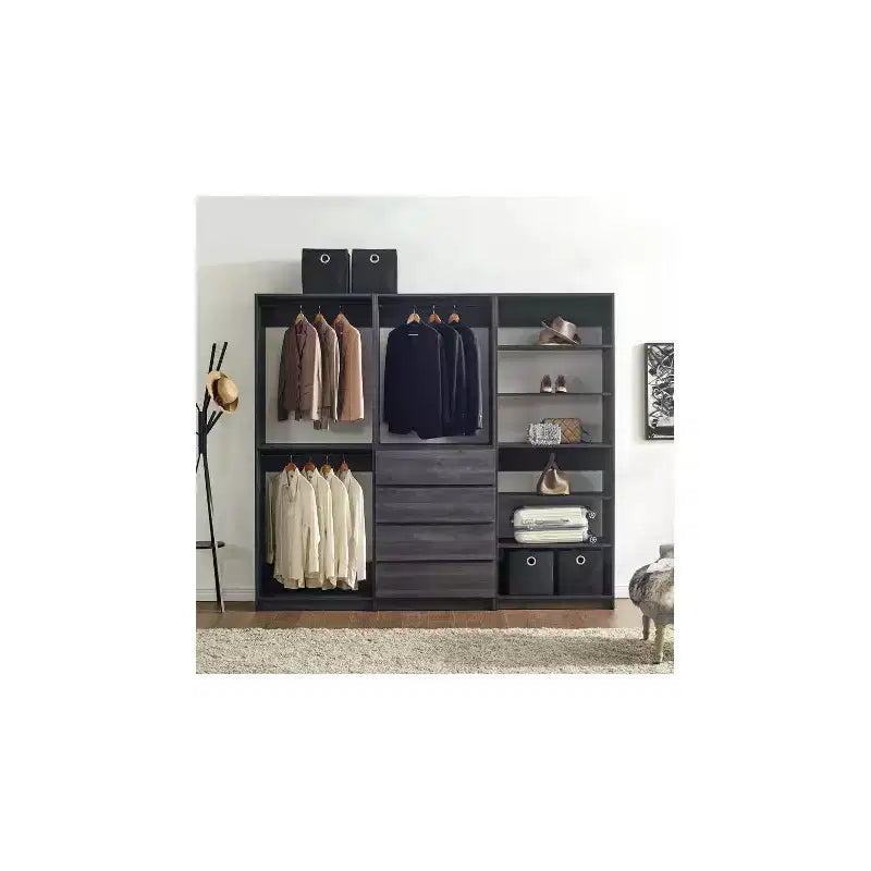 HomeStock Prosper Freestanding Walk in Wood Closet System