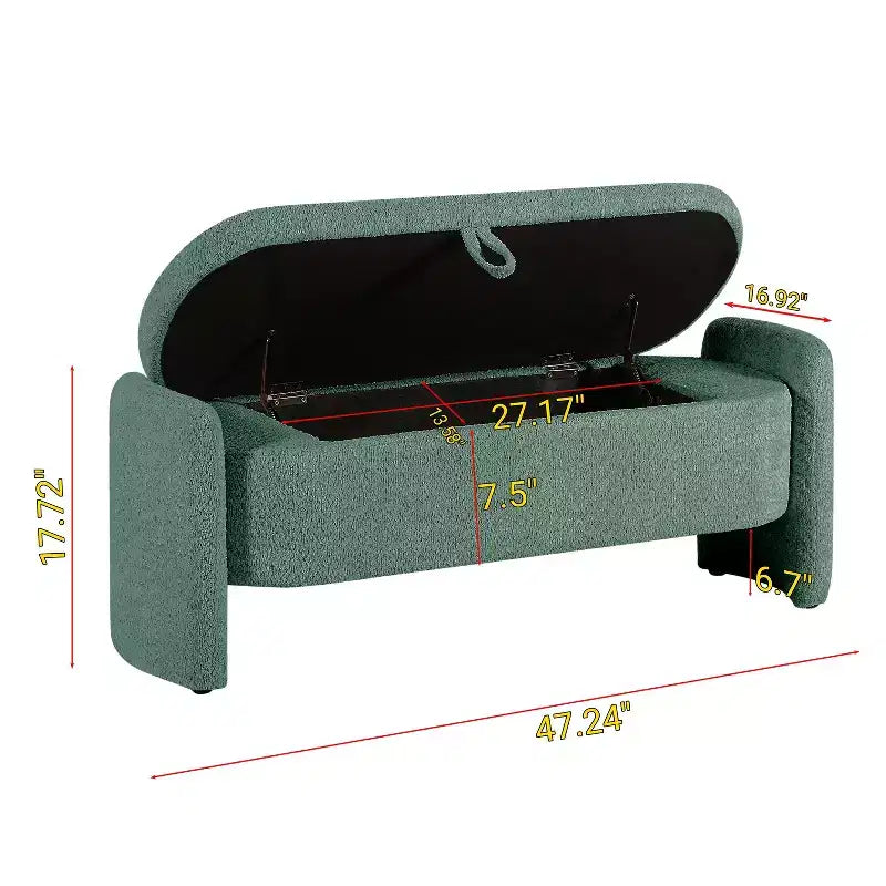 TUYOHW Oval Storage Bench with Large Storage Space, Contemporary Bench Modern Bench for Living Room and Bedroom