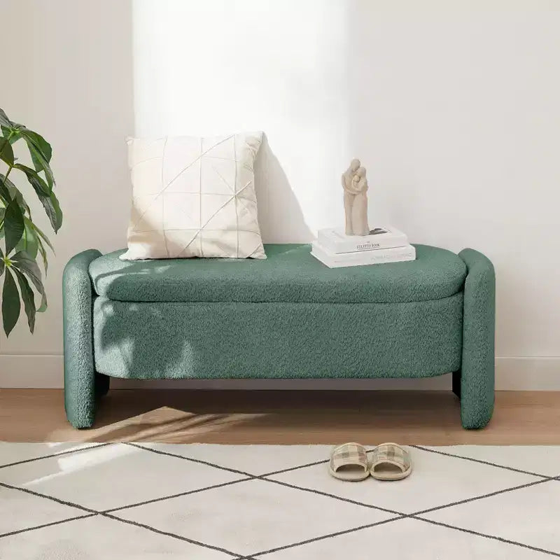 TUYOHW Oval Storage Bench with Large Storage Space, Contemporary Bench Modern Bench for Living Room and Bedroom