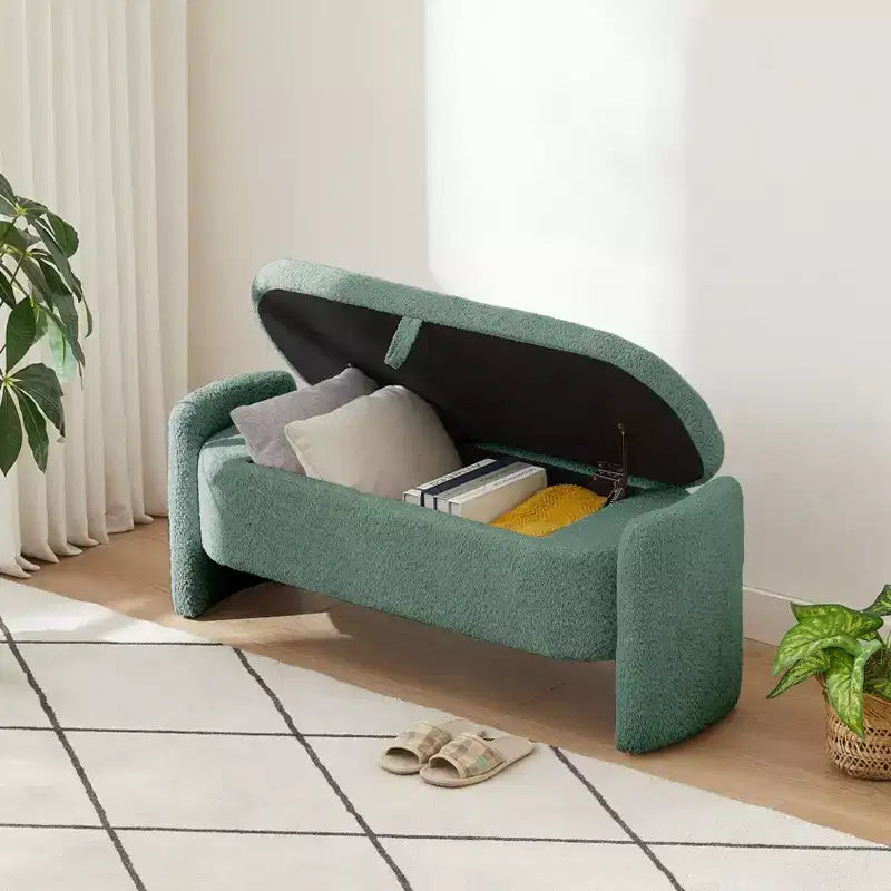 TUYOHW Oval Storage Bench with Large Storage Space, Contemporary Bench Modern Bench for Living Room and Bedroom